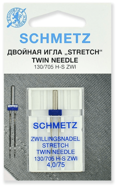 Иглы Schmetz стрейч двойные 130/705 H-S ZWI 4,0/75, 1 шт в Апатитах